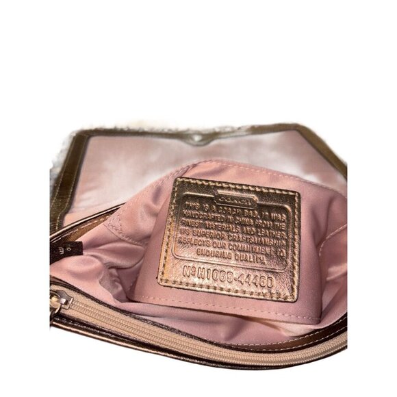 Coach Rose Gold/Champagne Pink Sequin & Leather Clutch Wristlet, Night Out Party - Picture 6 of 6